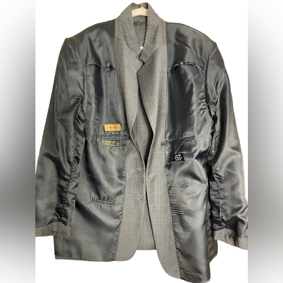 OLEG CASSINI Mens Sport Coat 40R Wool Cashmere Blazer Jacket Gray - Picture 5 of 10